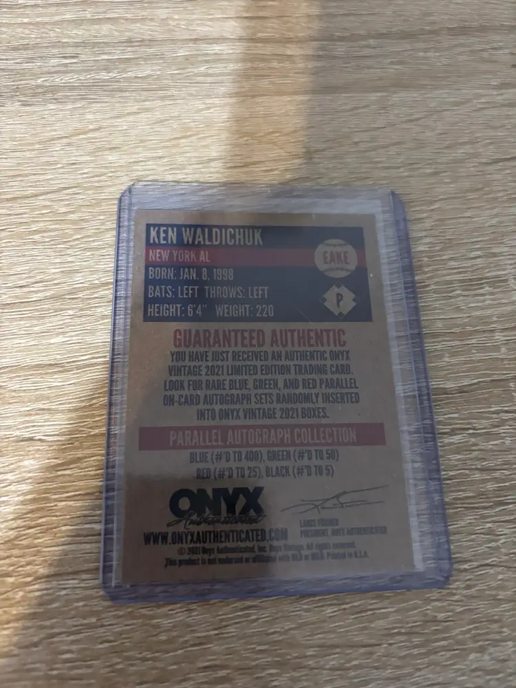 2021 Onyx Vintage Extended Ken Waldichuk Green Auto  /50. Oakland Athletics