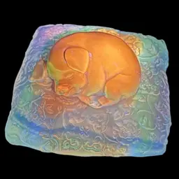 Luiligongfang Art Glass Paperweight/Figurine “The Promise Of A Dream” Piglet Sleeping on Pillow Blue Green & Amber Signed Limited Edition #2291/3000 UV Glow READ
4-1/4” W x 2-1/2” H