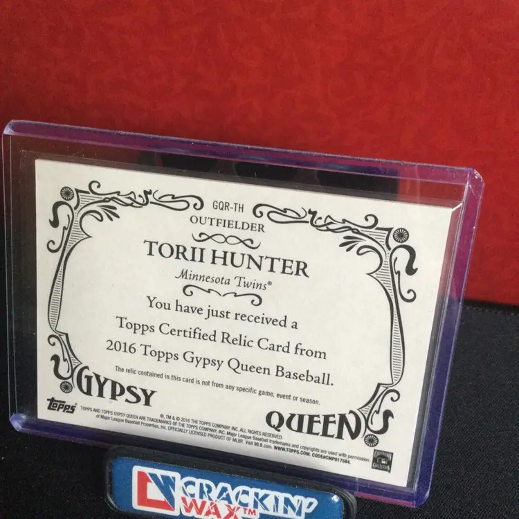 Tori Hunter 2016 Topps Gypsy Queen Relic Card Minnesota Twins 