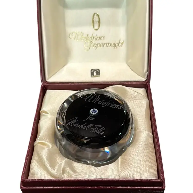 1982 Whitefriars Limited Edition 56/500 “Christmas Tree” for Marshall Fields Crystal Art Glass Paperweight - In Original Box