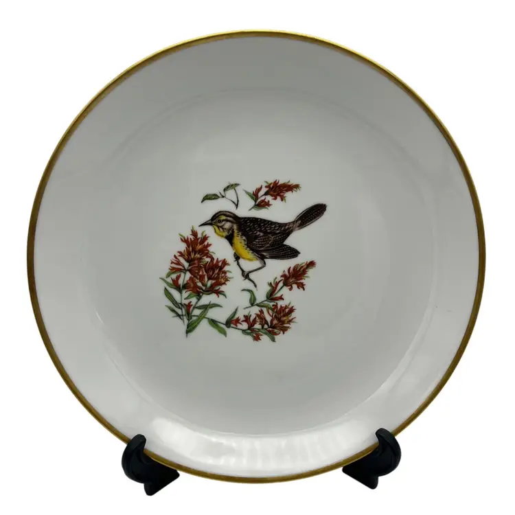 Schumann Arzberg Bavaria Songbird Chop Plate 11.75" Gold Rim, Golden Crown E&R