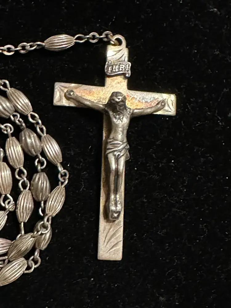 Vintage Sterling Silver Rosary Beads 23”