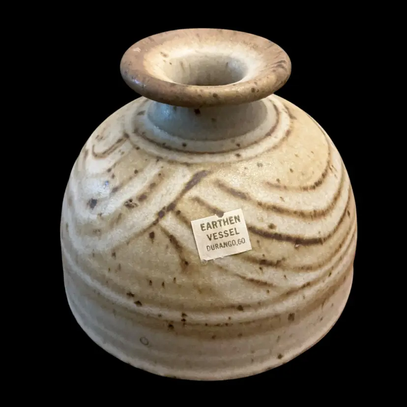 Nice Artist Signed Earthenware Vessel w/sticker 3.5” x 3.75”