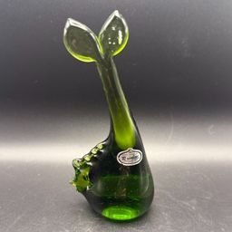 Vintage Rainbow Glass Hand-Blown Green Art Glass Fish Figurine