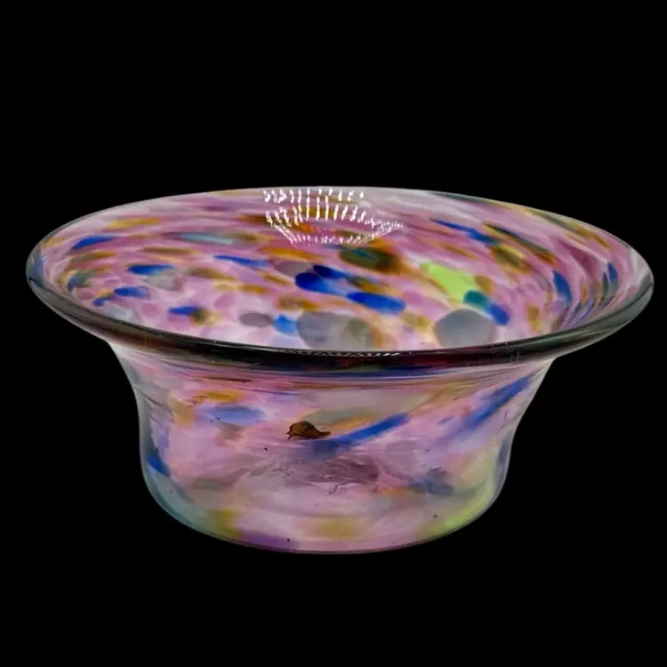Confetti Art Glass Trinket Dish Multi-Color 4 X 2"
