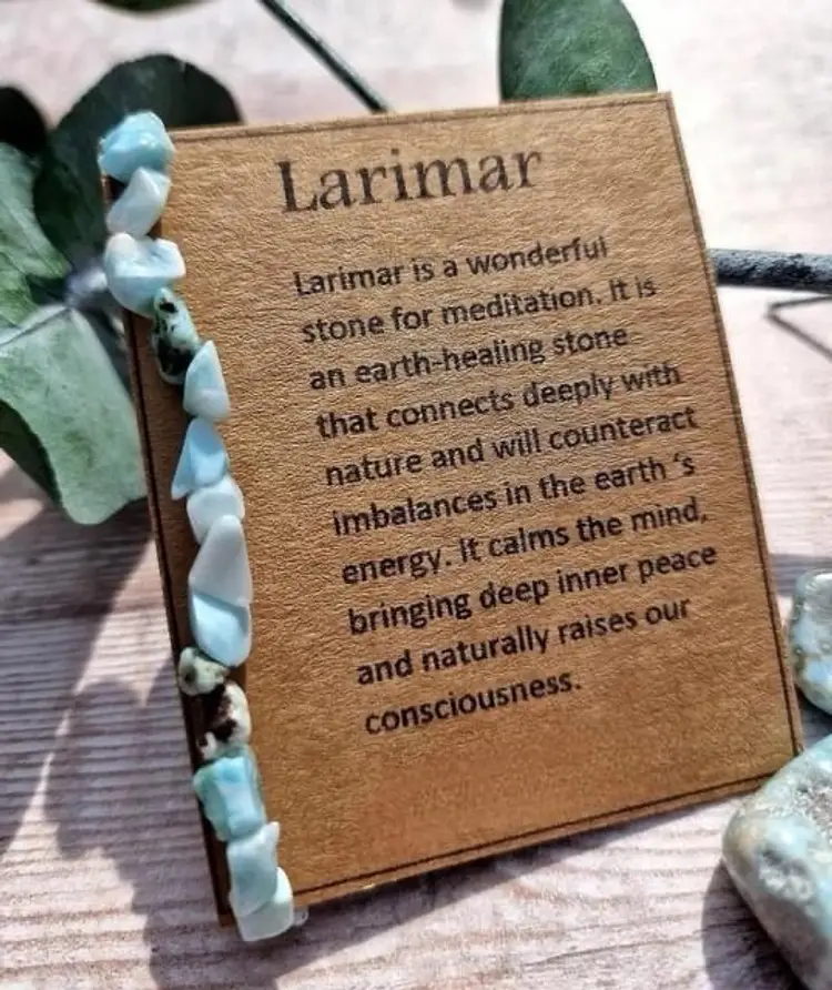 Handmade Genuine Larimar Polished Nugget Stretch Bracelet 