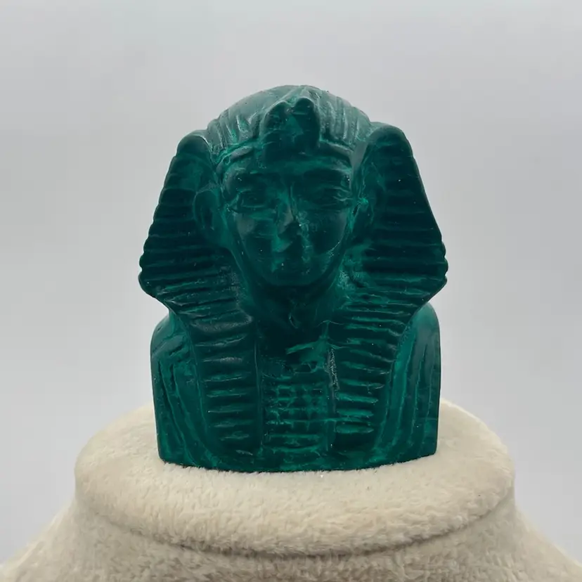 Green Egyptian Pharaoh Bust Paper Weight - About 2.5”