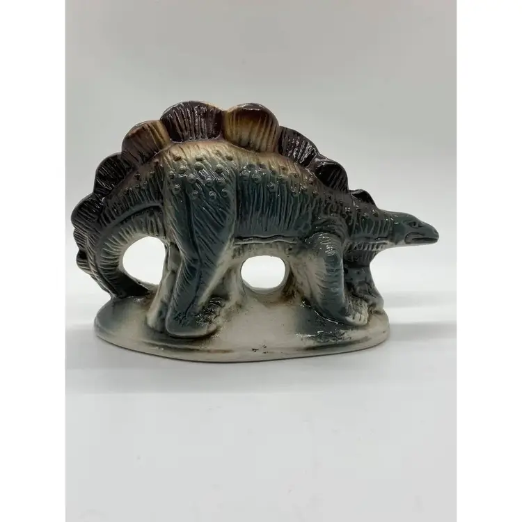 Vintage Ceramic Stegosaurus Dinosaur Figurine – Made in Brazil