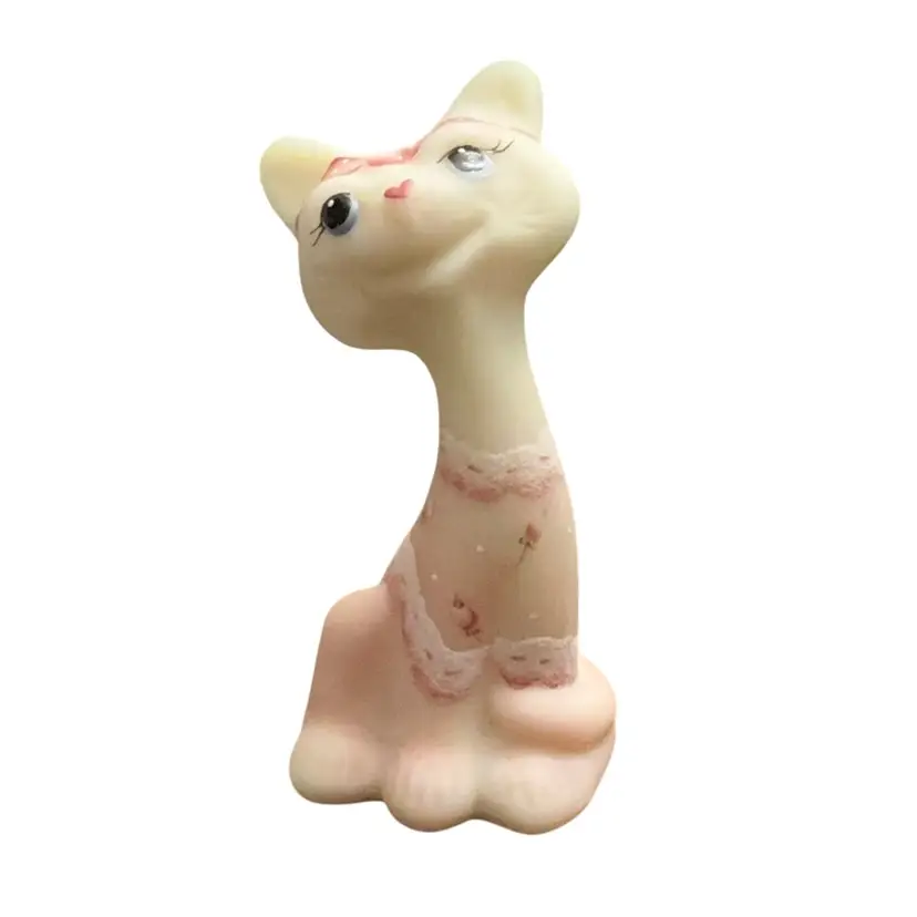Fenton 100 Year Anniversary Burmese Happy Cat HP By Melissa Caplinger And Also Signed By Shelly Fenton-Glows 6 1/2” X 3”