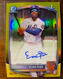 2025 Bowman Chrome Elian Pena 1st Prospect Yellow Auto 39/75 New York Mets