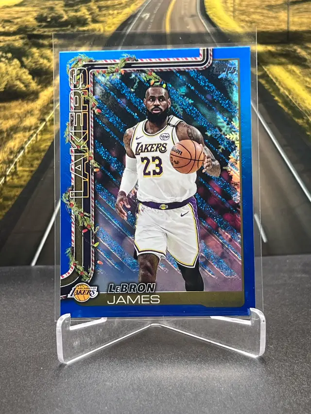 LeBron James 2025 Topps Holiday Blue Glitter