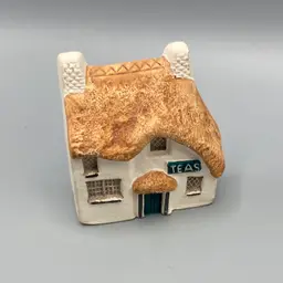 Miniature Ceramic Phillip Laureston Designs Thatched English Cottages Tea House Figurine