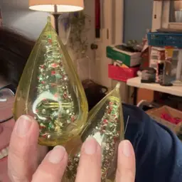 Yellow Tinsel Tree Plastic Ornaments