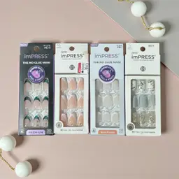 4 Assorted Kiss Impress Press-On Manicure Nail Sets 30 Nails New  So French Visions Knock Out Heroic