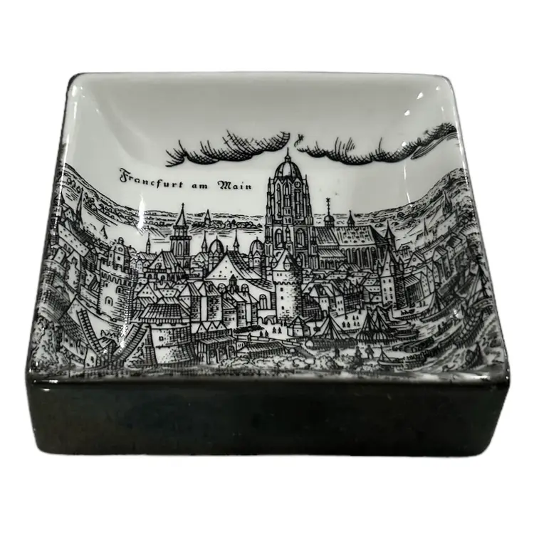 Altenkunstandt Germany Frankfurt on Main Black & White Porcelain Ashtray