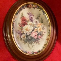13. VTG 1996 Framed Porcelain Oval Dish Lena Liu