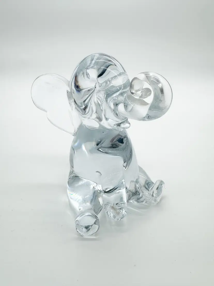 John Reikes Crystal Sitting Elephant