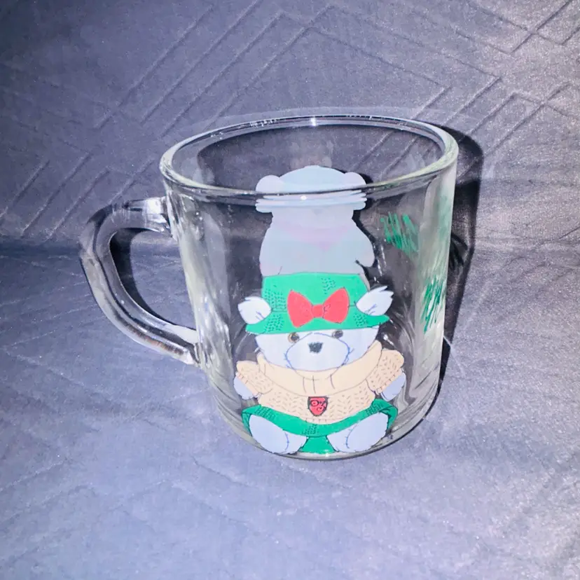 2003 Marshall Fields  Christmas Mr. & Mrs. Santa Bear Glass Coffee Mug