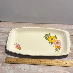 Ceramic Platter Made In Romania Floral VTG 1960’s Serving Piece