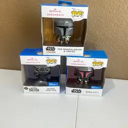 Hallmark Funko Pop Ornaments Boba Fett, Black Panther, The Mandalorian & Grogu