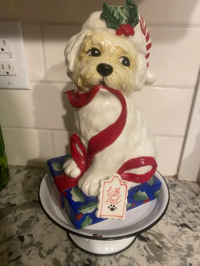 Blue Sky Christmas Maltese “With Love” 9.5” Figurine Blue/Green/ Red Gift