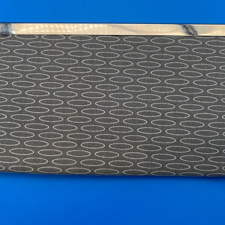 Handmade Women's Gray w/ White Oval Pattern Clasp-Closure Fabric Wallet