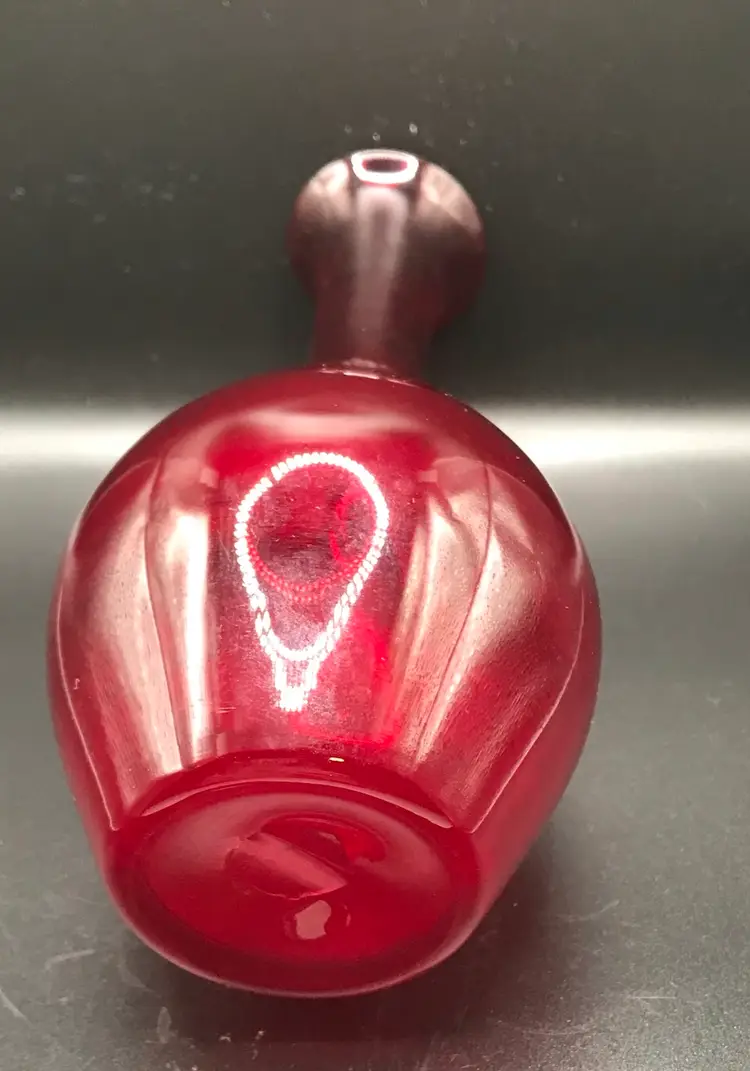 9" red Handblown glass vase