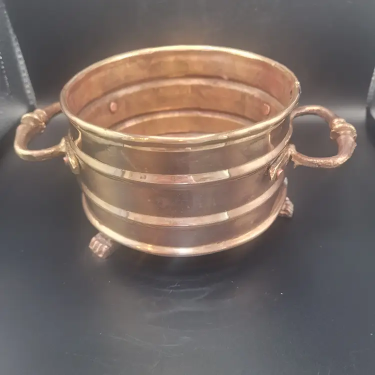 Vintage Brass Planter with Lion Paw Feet