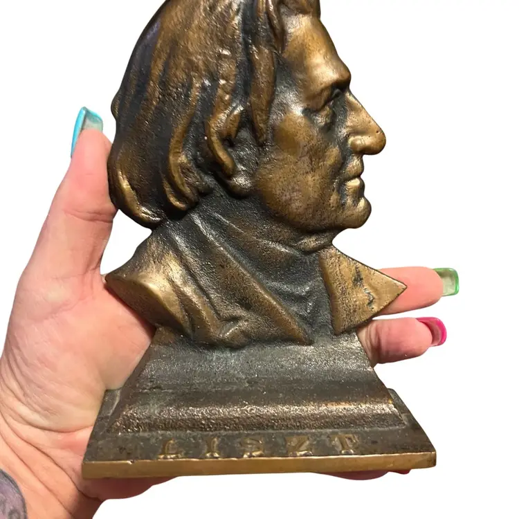 Antique Franz Liszt Bronze Bookends Hungarian Composer