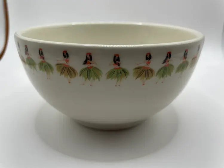 Fishs Eddy Hula Girl Dancers Marilena Perilli Homer Laughlin Bowl Tiki HTF 5.75”