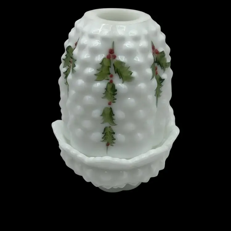 Fenton Hobnail Milk Glass Fairy Light, 5” Tall x 3” Wide