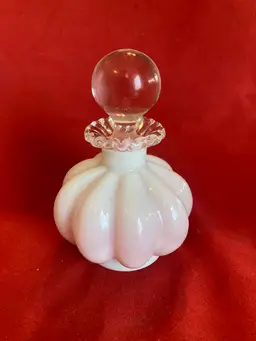 05. VTG Peach Crest Melon Perfume Bottle Replaced Stopper