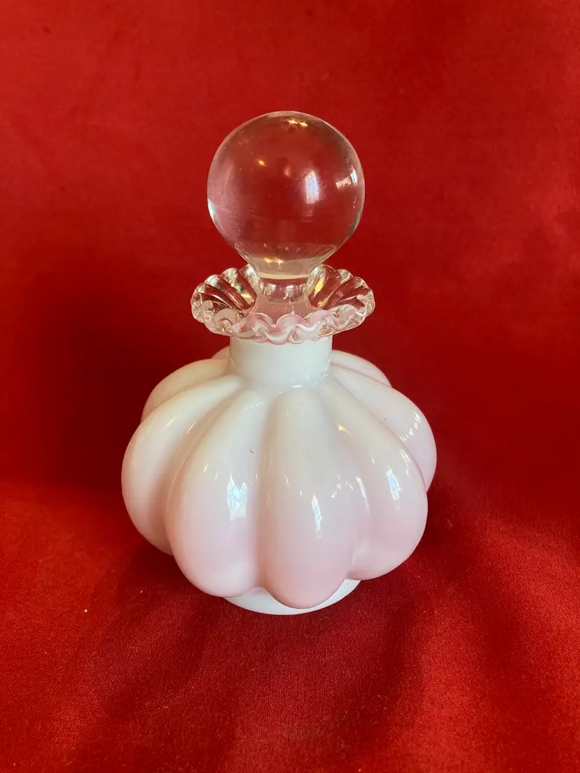 05. VTG Peach Crest Melon Perfume Bottle Replaced Stopper