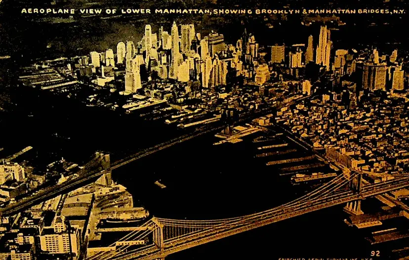 Aeroplane View of Lower Manhattan Postcard