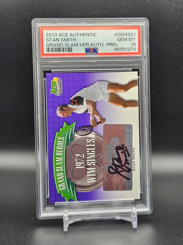 2013 Ace Authentic Grand Slam Heroes Auto Purple #GSHSS1 Stan Smith /25 PSA 10