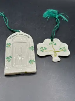 2-Belleek Classic Shamrock Hanging Ornament