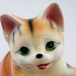 Adorable Vintage Orange Porcelain Kitty Cat By Brinn’s Japan 3.25”x 4.5” FF