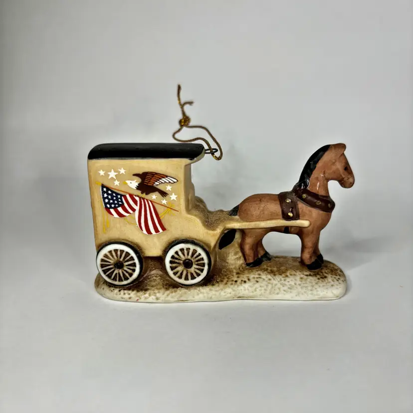Mail Wagon Horse Christmas Ornament Schmid 1988 Post Office Holiday Vintage