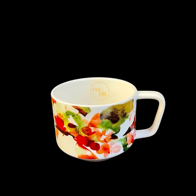 Starbucks 12 oz Coffee/Tea Mug Ceramic 2014 Artisan Floral Watercolor 02/08