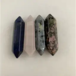 #7 Set of 4 Mini Double Point Crystal Stones Lapis Lazuli,Rose Quartz,Larvikite and Ocean Jasper
