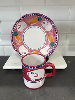 VTG Vietri Solimene Italy Pig Plate And Mug
