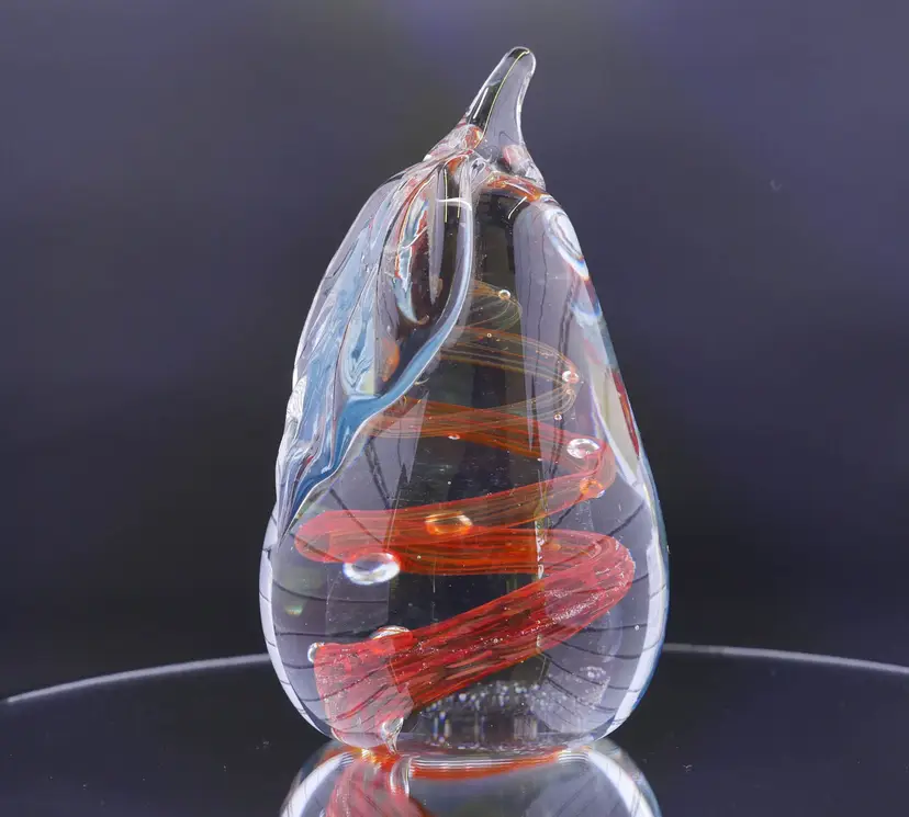 Hand-Blown Pear-Shaped Paperweight by Kent Helms