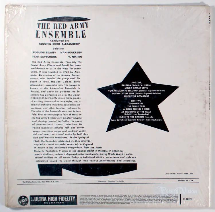 Red Army Ensemble - PL 15.070 (1965) Vinyl LP • Colonel Boris Alexandrov