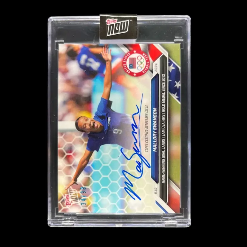 Mallory Swanson 2024 Topps Now Olympics Autograph Blue 34/99 USWNT Soccer Card