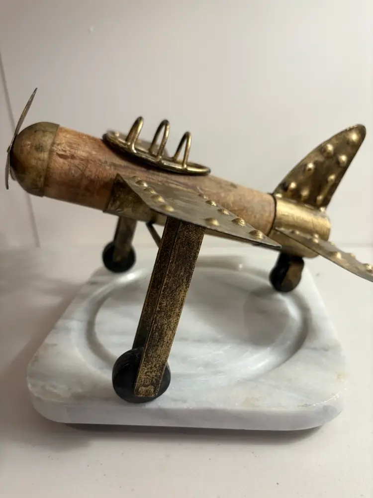 Metal & Wood Aircraft Single-Engine Tail Dragger Piper Airplane Art. Desk, Home Decor