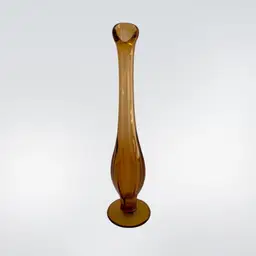 Petite 8.5” Amber Glass Swung Pedestal Vase