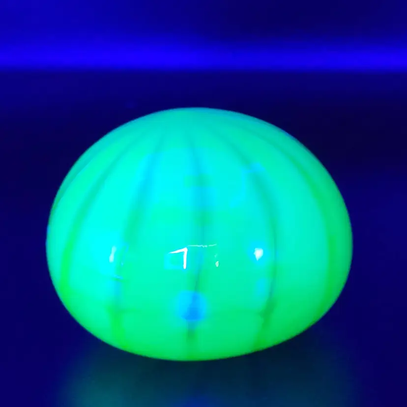 Levay Glass Green Iridescent paperweight GLOWS