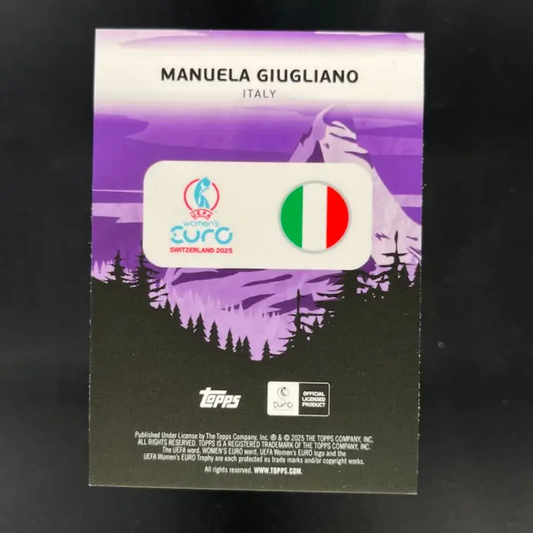 Manuela Giugliano 2025 Topps Merlin WEURO Peak Power Purple /50 Soccer Card