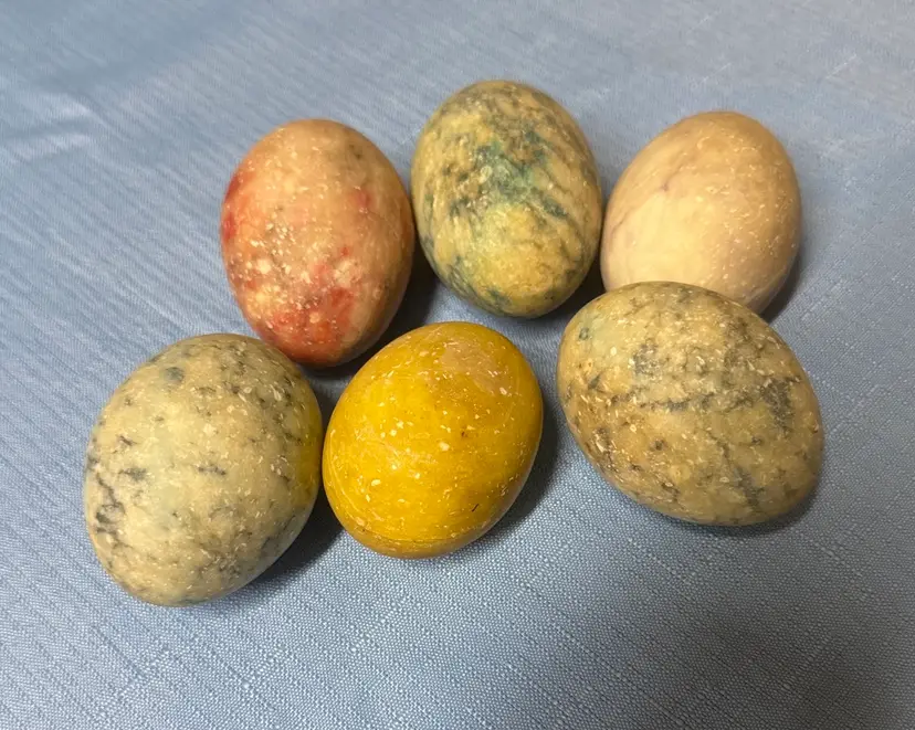 Alabaster Stone Marble Eggs 2.75” long set of 6