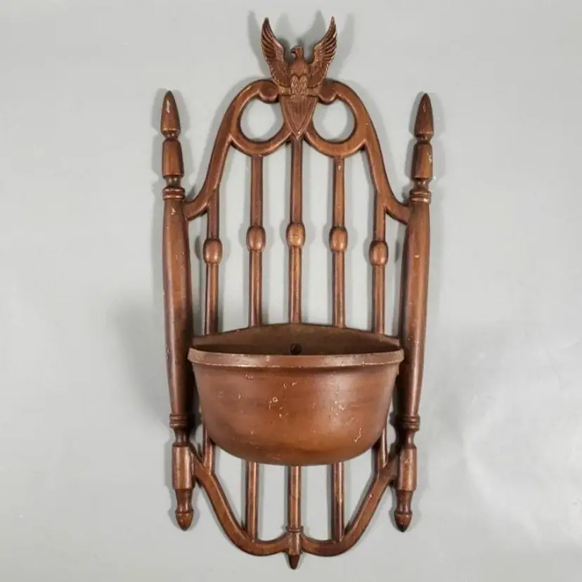 Vintage Sexton Patriotic Eagle Wall Pocket Decor Planter Cast Metal Aluminum